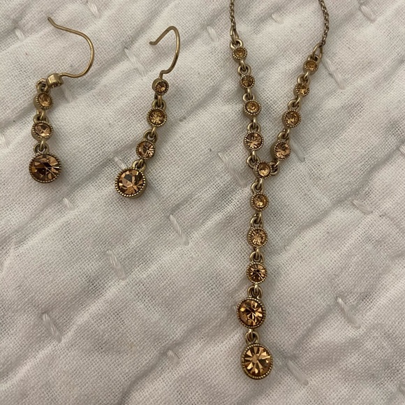 COFFEE COLORED NECKLACE EARRING SET - Picture 2 of 3